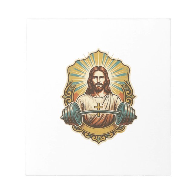 Bloco De Notas Determinado Jesus Haltere Pesado de Ferro Levantam (Frente)