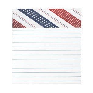 Bloco De Notas Dia da Independência Estrelas e Listras Diagonais