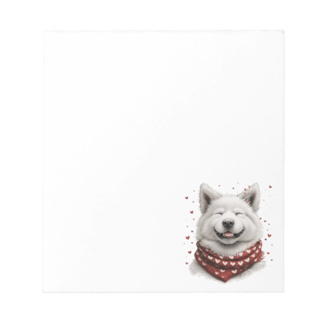Bloco De Notas Dia dos Namorados Samoyed Dog (Frente)