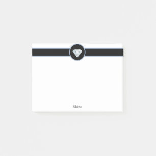 Bloco De Notas Diamante elegante em preto e branco