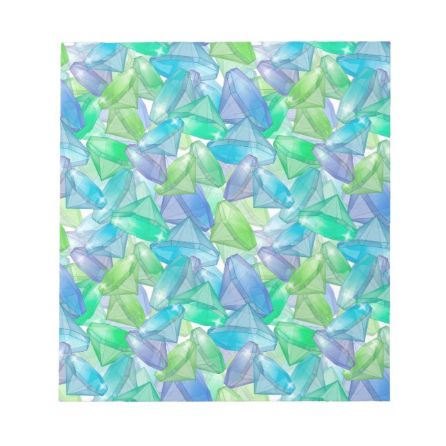 Bloco De Notas Diamantes azuis e verdes (Frente)