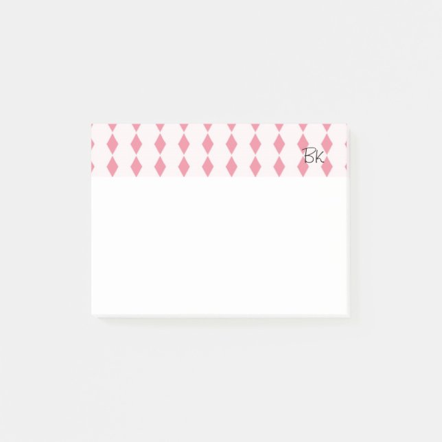 Bloco De Notas Diamantes Rosa com Iniciais (Frente)