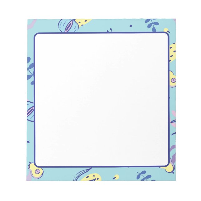 Bloco de Notas Diário com Padrão Floral Aqua (Frente)