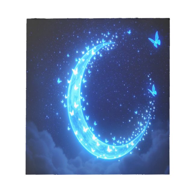 Bloco De Notas Diário de borboleta iluminada pela lua - Notepads (Frente)