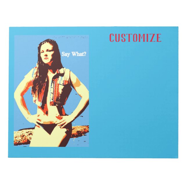 Bloco De Notas Diga o que a garota biquíni Thunder_Cove (Frente)