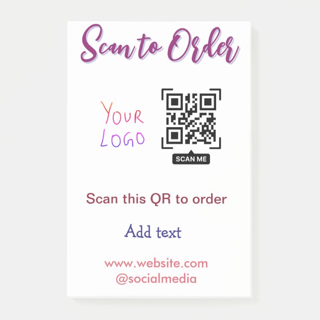 Bloco De Notas digitalize para encomendar código Qr e-mail site d (Frente)