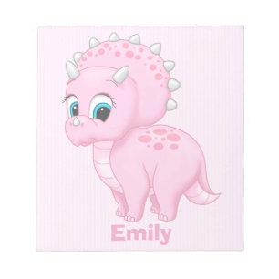 Bloco De Notas Dinossauro bonito do Triceratops do rosa de bebê