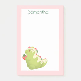 Bloco De Notas Dinossauro de Matcha de Morango