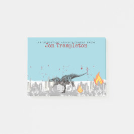 Bloco De Notas Dinossauro T-Rex atacando cidade personalizada