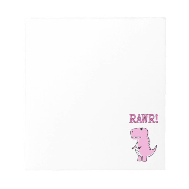 Bloco De Notas Dinossauro T-Rex, Cartoon Rosa, Bonito E Irritado (Frente)