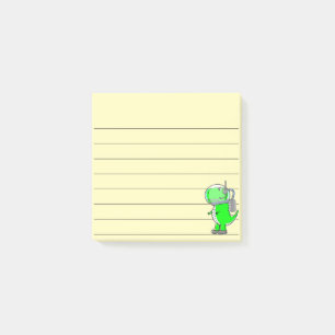 Bloco De Notas Dinossauro Verde Desenho Linhado 3x3 Amarelo