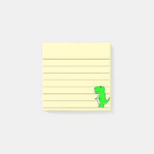 Bloco De Notas Dinossauro Verde Linhado 3x3 Amarelo