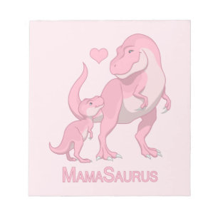 Bloco De Notas Dinossauros MamaSurus T-Rex e Baby Girl