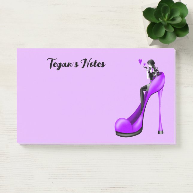 Bloco De Notas Diva de Moda Personalizada em Stiletto Roxo (Escritótio)