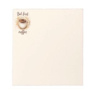 Bloco De Notas Diversão Mas Primeira Coffee Watercolor Lembrete