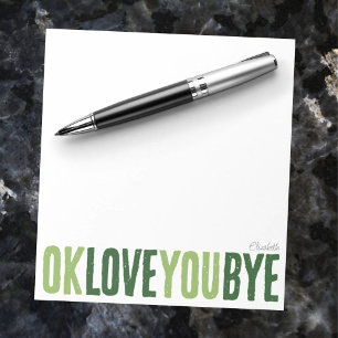 Bloco De Notas Diversão OK Amo Você Tchau Green Love Notes Namora
