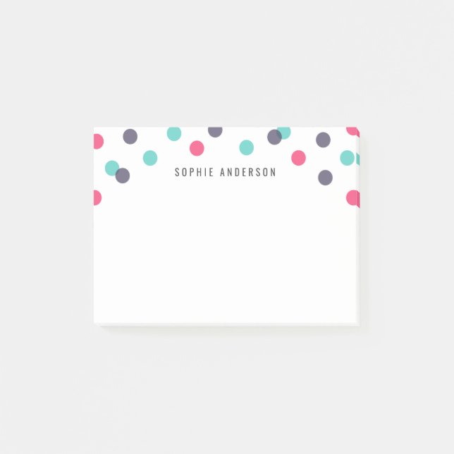 Bloco De Notas Diversão Personalizada Indigo Rosa Teal Confetti (Frente)