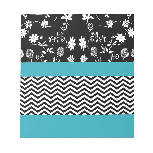 Bloco De Notas divisa floral azul (Frente)