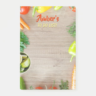 Bloco De Notas DIY Name, To Do List, Veggies on Wood Photo