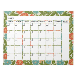 Bloco de Notas do Calendário Flor Boêmiano