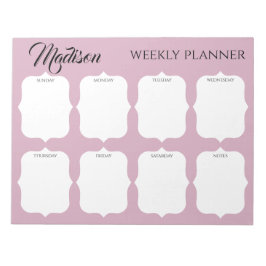 Bloco de Notas do Elegant Weekly Planner de Nome P
