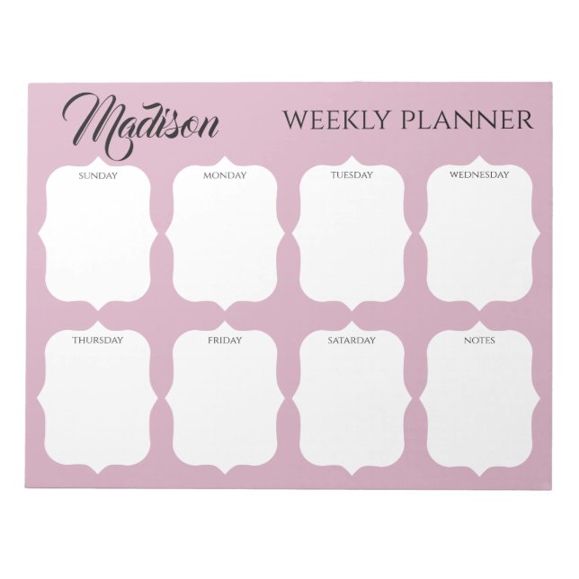 Bloco de Notas do Elegant Weekly Planner de Nome P (Frente)