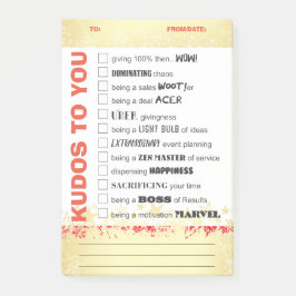 Bloco De Notas Do grito prêmio do post-it do reconhecimento do