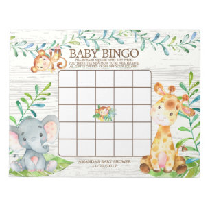 Bloco de notas do jogo do Bingo do chá de fraldas