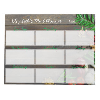 Bloco de Notas do Menu de Refeição Rasgada Semanal