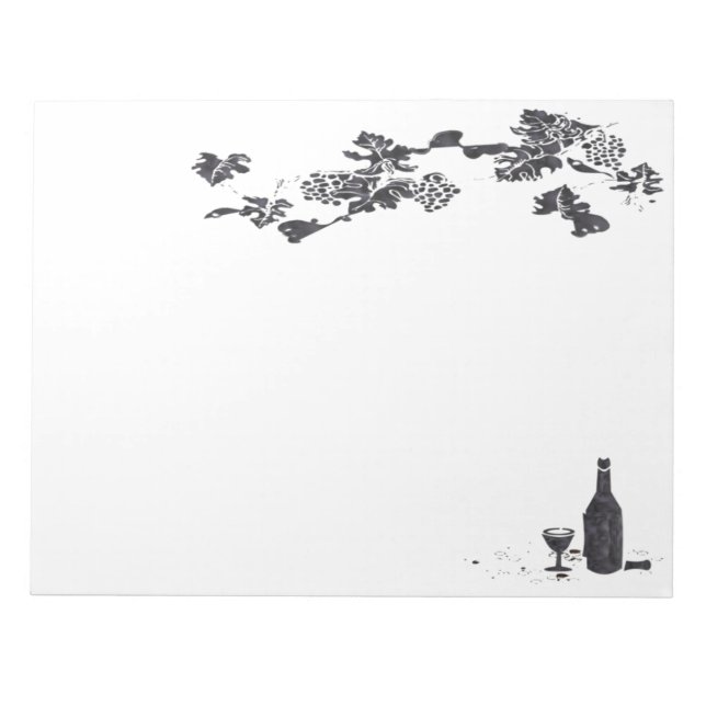 Bloco de notas do menu Vinho (Frente)