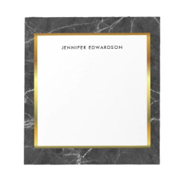 Bloco de notas do nome do monograma branco preto m