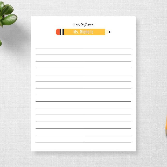 Bloco De Notas Do nome do professor Lined 11 x 8.5 Personalizado (Criador carregado)