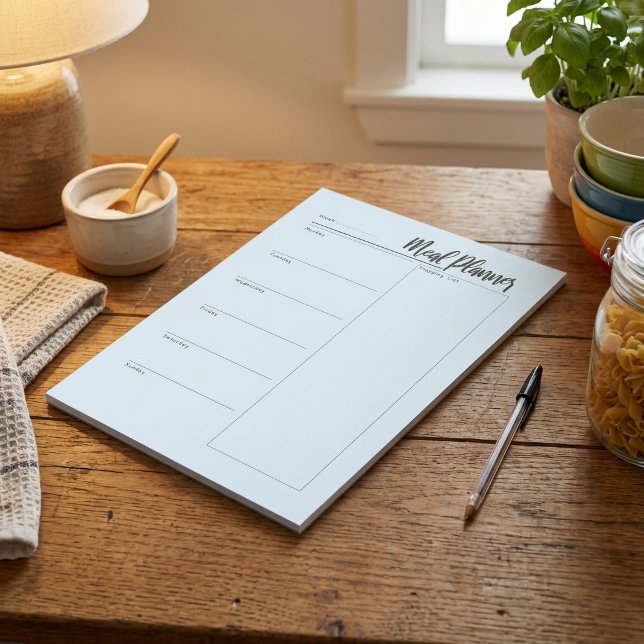 Bloco de notas do planejador de refeições (Weekly Meal Planner Notepad with Shopping List)