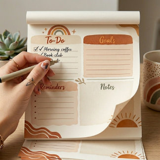 Bloco de Notas do Planejador Diário Boho – Tarefas