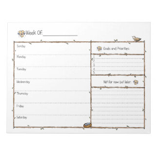 Bloco de Notas do Planejador Semanal