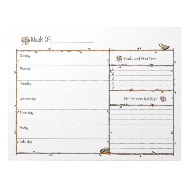 Bloco de Notas do Planejador Semanal (Frente)