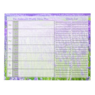 Bloco de Notas do Plano de Menu Personalizado Sema