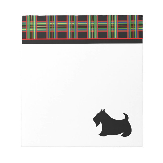 Bloco de Notas do Scottish Terrier Xadrez Preto (Frente)