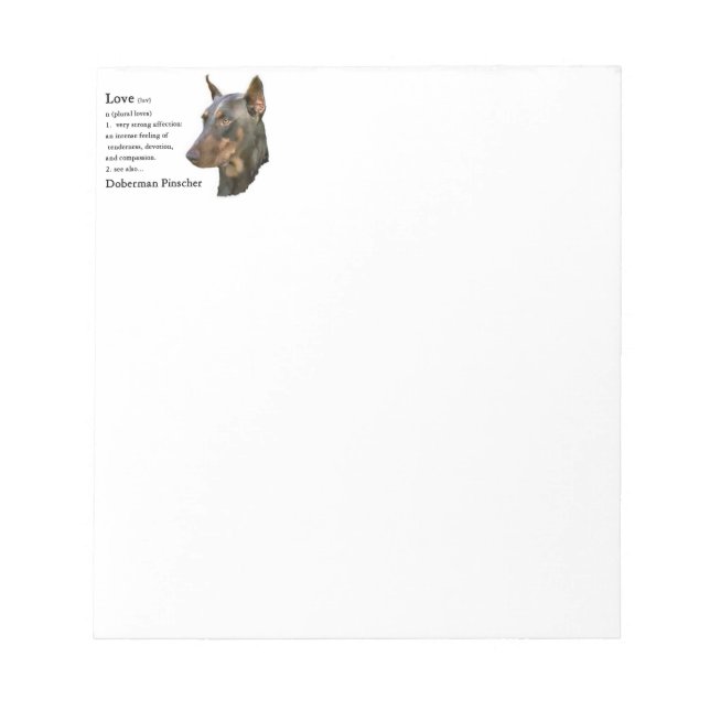 Bloco De Notas Doberman Pinscher Art Love É... (Frente)