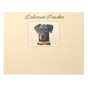 Bloco De Notas Doberman Pinscher Não Cortado Pintura Arte Origina