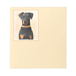Bloco De Notas Doberman Pinscher Pintura Original Descortada