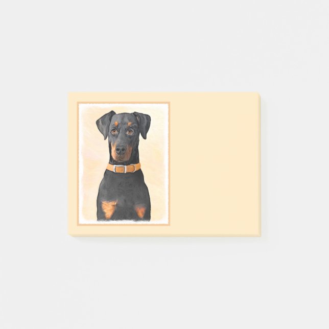 Bloco De Notas Doberman Pinscher Pintura Original Descortada (Frente)