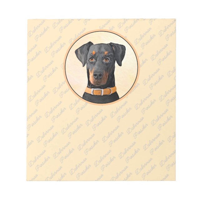 Bloco De Notas Doberman Pinscher Pintura Original Descortada (Frente)