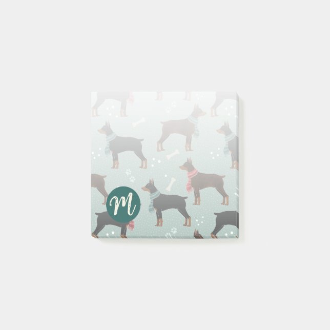 Bloco De Notas Dobermanes vermelhos e negros em Escarpões Padrão  (Frente)