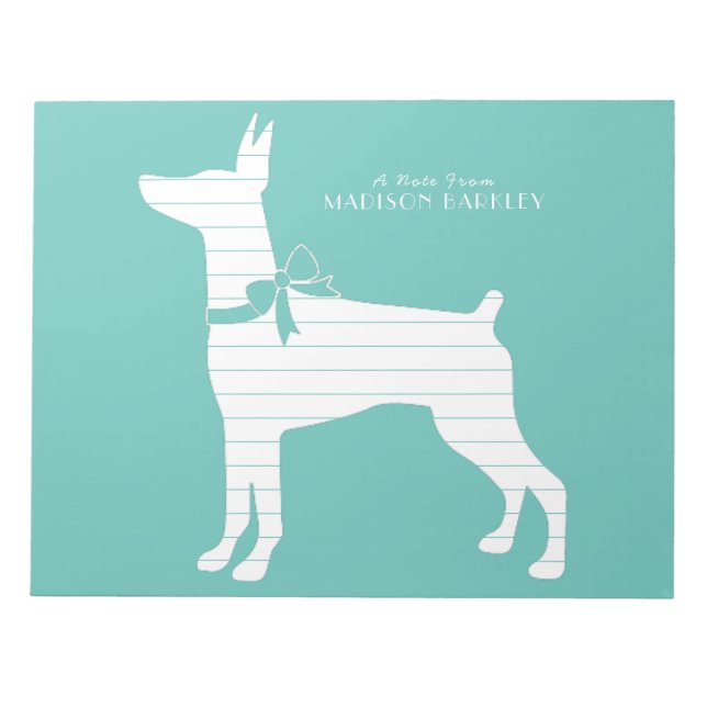 Bloco De Notas Dobermann Pinscher Dog Puppy Dobie (Frente)
