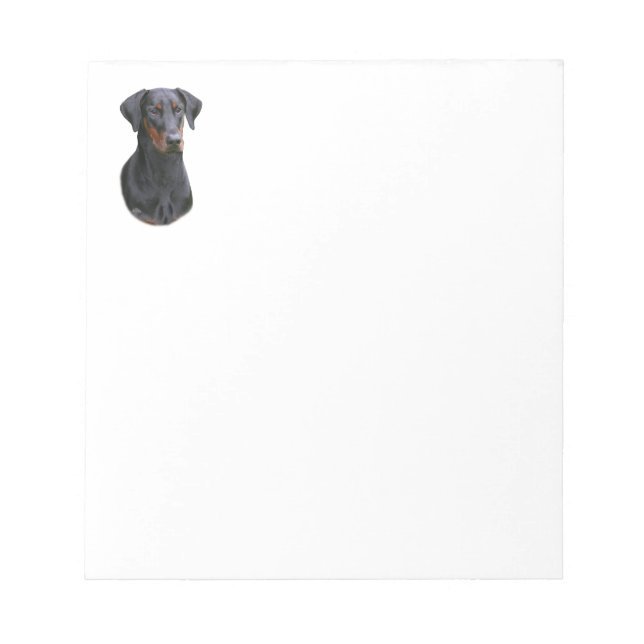 Bloco De Notas Dobermann Pinscher Ouvido Natural Notepad (Frente)