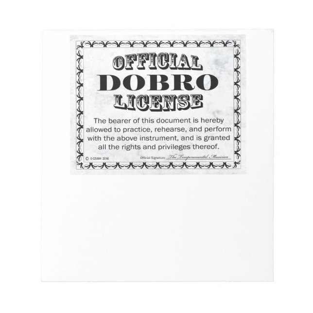 Bloco De Notas Dobro License (Frente)