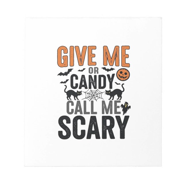 Bloco De Notas Doce de Halloween ou Me Chame de Assustador Gráfic (Frente)