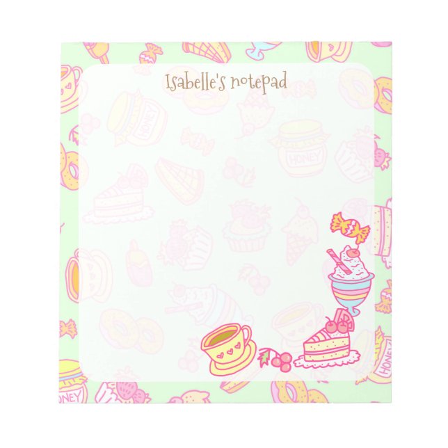 Bloco De Notas Doces Bakery e Bebidas Verdes (Frente)