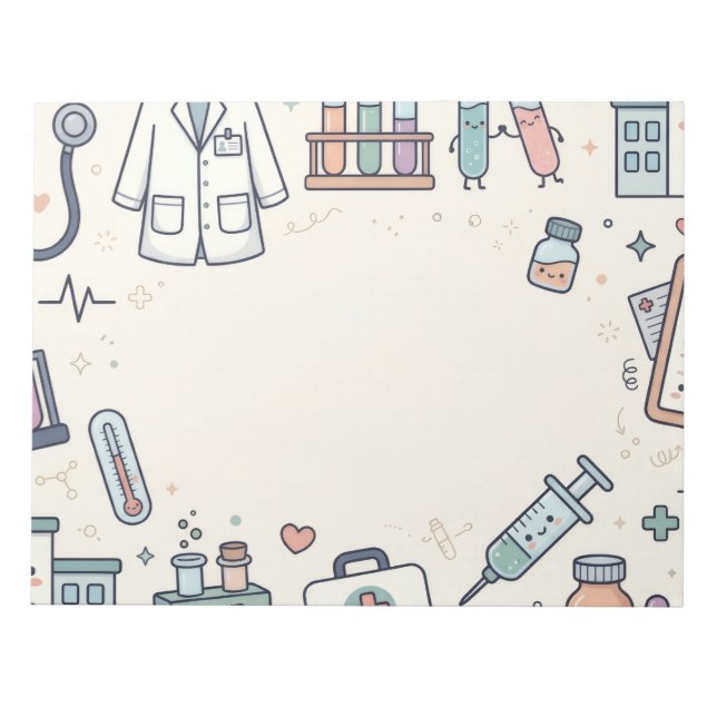 Bloco De Notas Doces Desenhos Médicos Kawaii (Frente)
